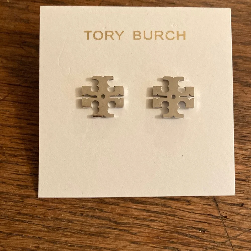 Tory Burch Large Logo Stud Earrings NWT